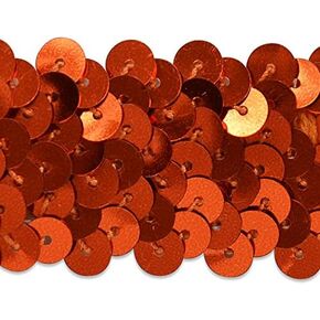3-Row Metallic Stretch Sequin Trim, 1 1/4-Inch Versatile Sequins for Crafts, Durable Sequin Trim for Costumes, Fashion, and Home Decor, 10-Yard Cut, Orange