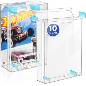 Display Case Compatible with Carded Model Cars, 1:64 Model Car Protector Display Case for Carded Diecast Cars, No Movement Design-(Ultimate 10 Packs)