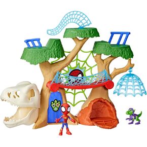 مجموعة لعب Spidey and his Amazing Friends Marvel Dino-Webs Treehouse، Spider-Man & Goblin Raptor بمقاس 10.16 سم، للأعمار من 3 سنوات فما فوق in Kuwait