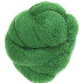 Wool Roving Yarn Colored Needle Felting Wool Batts Wool Roving Spinning Sewing Trimming Handiwork Material (36-Green)