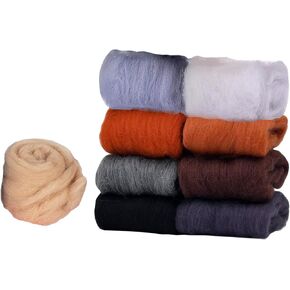 9 PCS Needle Felting Wool, 9 Colors Pure Wool,9 Dark Colors Nature Fibre Wool Yarn,Felting Wool Bulk,Fibre Wool Roving for DIY Craft,Needle Felt Roving for Spinning Blending Custom Colors,10g/Pack
