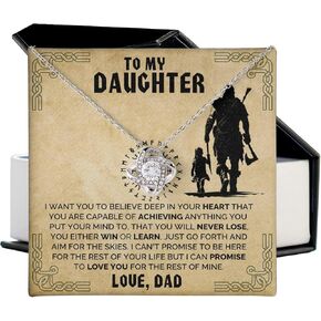 To My Daughter Viking Dad And Daughter Necklace, Love Knot Necklace, Gift For Daughter From Dad, Viking Father Daughter Necklace, Viking Necklace, Birthday Christmas Gift For Daughter