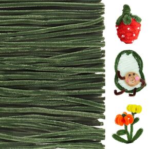 Pipe Cleaners Craft, 200PCS Moss Green Chenille Stems, Thick Pipe Cleaners Bulk for Kids Arts and Crafts Projects Making, Christmas Decorations(6 mm x 12 Inch)