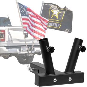 Stark USA Double Hitch Flag Pole Trailer Hitch Holder for Truck, Fits Standard 2" Trailer Hitch, Car Receiver Flag Pole Mount, Compatible Jeep, RV, Camper, Pickup, SUV