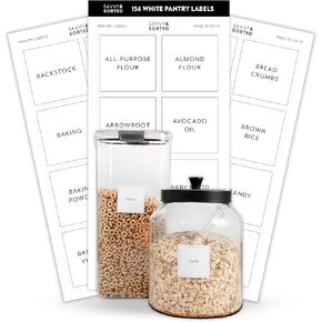 Pantry Labels for Food Containers, 156 Minimalist Kitchen Labels for Containers on White Sticker with Black Text, Pantry Labels for Containers, Canister Labels, Food Labels for Containers