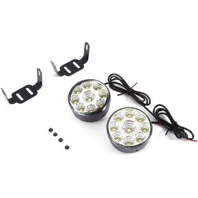 Akozon Car Daytime Running Light, 2Pcs Auto White 9-SMD LED Fog Light Headlight LED Driving Light Kit