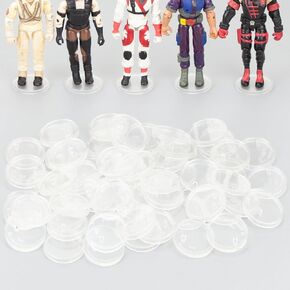 50 Pieces Round Clear Action Figure Display Stands Compatible with 3.75 inch Vintage Gi joe Figure toy (Fit For 3.75 inch Vintage Gi joe(Clear))