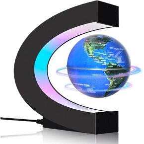 Magnetic Levitating Floating Globe with LED Lights, Cool Gadgets C Frame Globe Lamp for Men Father Husbands Boys and Girls, Cool Tech Item for Office Home Bookshelf Desk Decor