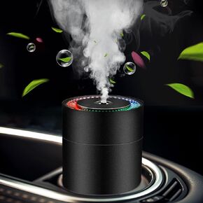 معطر هواء للسيارة، موزع USB بسعة كبيرة، موزع روائح السيارة، صيف بارد، مرطب ناشر الزيت، مزيل رائحة السيارة، ديكور السيارة، غطاء معدني ثابت لن ينقلب على التشغيل/الإيقاف التلقائي (أسود معدني)