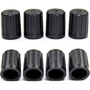 Plastic Valve Stem Covers Black Tire Valve Caps with Rubber Gasket Universal Long Air Valve Caps Dust Covers for TPMS20008 Rubber Valves (8 Pack)