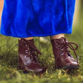 THE QUEEN'S TREASURES 18 Inch Doll Shoes Clothing Accessory, Brown Lace Up Boots and Shoe Box, Compatible for Use with American Girl Dolls and Clothes