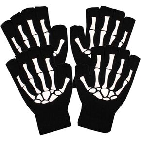 PRETYZOOM Halloween Skeleton Cycling Gloves Half Finger Gloves Cosplay Skeleton Costume Gloves for Halloween Costume Accessory Cycling Bone Gloves 2pairs