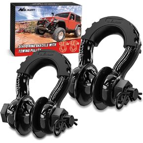 Nilight 2 Pack 3/4" Mega D-Ring Shackle with 7/8" Screw Pin 68,000LBS Break Strength, Heavy Duty Off Road Recovery Shackle for Use with Tow Strap, Winch, Off-Road Jeep Truck Vehicle, 2 Years Warranty