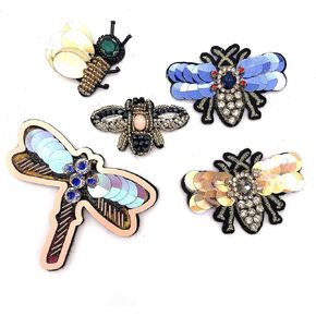 2 Pcs Bling Starfish Rhinestone Crystal Bead Sequins Applique Patches, Sew On Stars Patch DIY Decorative for T-Shirt Dress Clothing Jeans Jackets Handbag Clothes