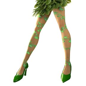 Jecery Women's Tights Halloween Costume Green Leaf Costume Female Villain Halloween Leggings 120D Poison Vine Glitter Tights(Nude)
