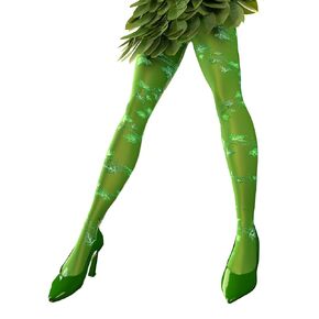 Jecery Women's Tights Halloween Costume Green Leaf Costume Female Villain Halloween Leggings 120D Poison Vine Glitter Tights(Nude)