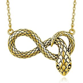 10K 14K 18K Gold Snake Necklace for Women Snake Pendant Gold Snake Jewelry Gifts for Women Men(16-18Inch)