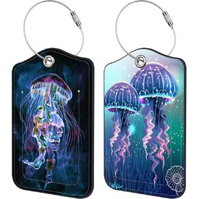 Luggage Tags for Suitcase Gold Glitter 2 PCS Leather Travel Luggage Tag with Stainless Steel Loop Name ID Label Privacy Cover for Women Men Travel