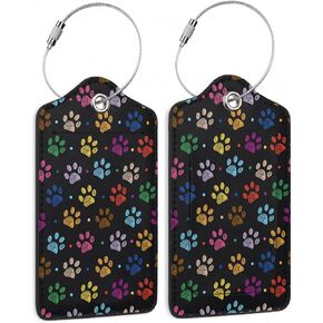 2 Pack Luggage Tags for Suitcases Vintage Groovy Flowers Luggage Tag, Leather Stainless Steel Loop Label Tag for Men Women Travel Bag Suitcase