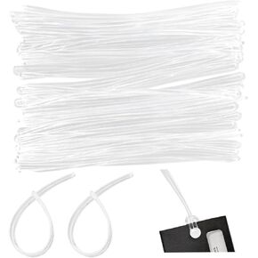 Mziart 50 Pack Clear Luggage Tag Loops Straps, Worm Loops for Bag Tags PVC Name Tag Loop for Identification Cards ID Badge Holder Insert Bags Photo Suitcase Label Fastener, 6 inch