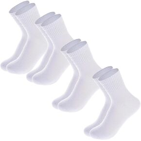 4 Pack Kids Boys Girls Athletic Crew Socks Unisex Soft Cotton Navy Socks for School Uniform Dress