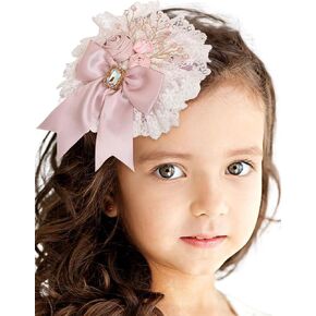 Bohend Tea Party White Fascinators Hats Bow Flower Ribbon Women Hat Rhinestone Lace Hair Clip Wedding Accessories for Girls