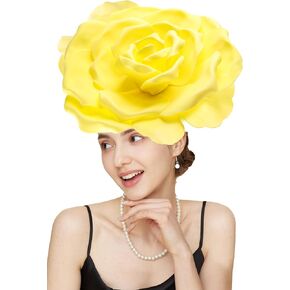Gionforsy Flower Fascinators Hat Tea Party Hats for Women Rose Fascinator Kentucky Derby Hat for Wedding