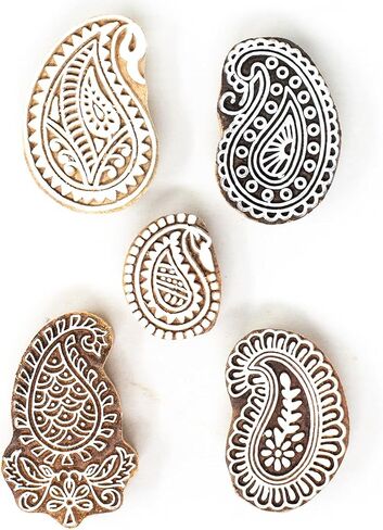Hashcart Wooden Stamp Block, Printing Stamp Design Set | Block for Printing Saree Border | Dresses, Craft Card Making, Scrapbook, Clay Pottery | Set of 5 in Kuwait