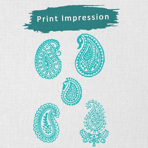 Hashcart Wooden Stamp Block, Printing Stamp Design Set | Block for Printing Saree Border | Dresses, Craft Card Making, Scrapbook, Clay Pottery | Set of 5 in Kuwait