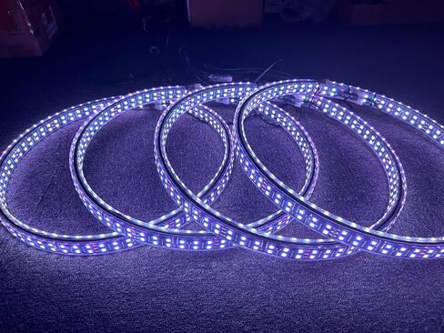 SDO 17.5'' Quad Row Dream Color Chase Double-Side LED Wheel Light Million Color Shift Rim Lights w/Turn Signal,Braking,Lock,Black Iron Ring Neon Light Bluetooth & Remote Ctrl (17.5'') in Saudi Arabia