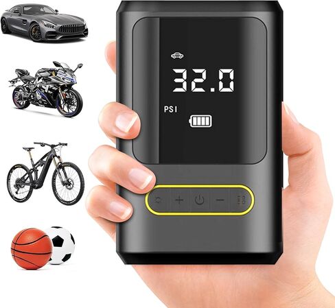 Tire Inflator Portable Air Compressor Mini wireless Air Pump with a digital tire pressure gauge (150 PSI) with Emergency Light -One Click Smart Pump Tire Inflator for Car, Motorcycle, Bicycle and More in Saudi Arabia