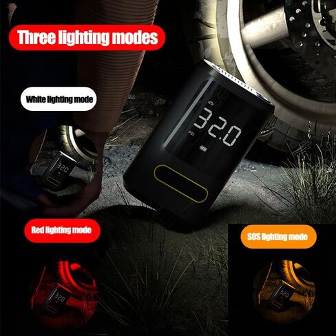 Tire Inflator Portable Air Compressor Mini wireless Air Pump with a digital tire pressure gauge (150 PSI) with Emergency Light -One Click Smart Pump Tire Inflator for Car, Motorcycle, Bicycle and More in Saudi Arabia