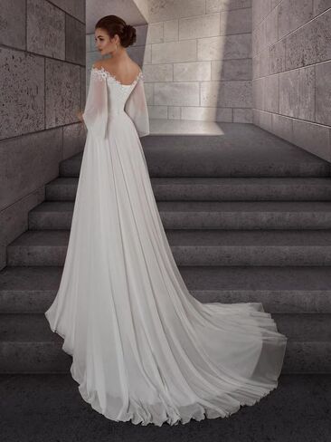 Off Shoulder Maternity Dress for Wedding V Neck A Line Chiffon Long Sleeve Pregnancy Gown for Baby Shower Photoshoot in Saudi Arabia