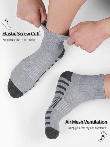 Airacker Athletic Quarter Socks with Cushion Running Ankle Socks for Men Women 6 Pairs in Kuwait