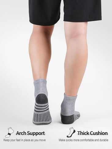 Airacker Athletic Quarter Socks with Cushion Running Ankle Socks for Men Women 6 Pairs in Kuwait