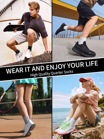 Airacker Athletic Quarter Socks with Cushion Running Ankle Socks for Men Women 6 Pairs in Kuwait