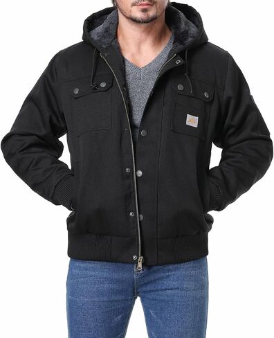 Men's Fit Relaxed Work Coat Fleece Lined Waterproof Workwear Winter Hooded Jacket with Multiple Pockets in Saudi Arabia