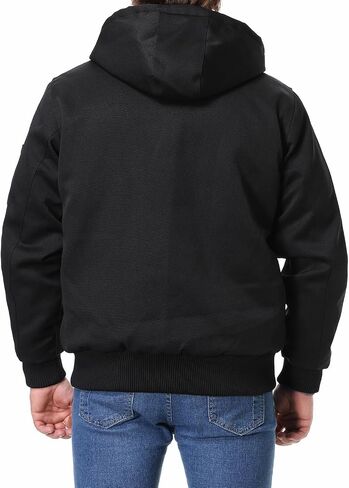Men's Fit Relaxed Work Coat Fleece Lined Waterproof Workwear Winter Hooded Jacket with Multiple Pockets in Saudi Arabia