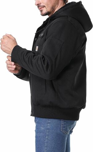 Men's Fit Relaxed Work Coat Fleece Lined Waterproof Workwear Winter Hooded Jacket with Multiple Pockets in Saudi Arabia