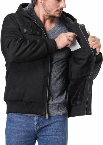 Men's Fit Relaxed Work Coat Fleece Lined Waterproof Workwear Winter Hooded Jacket with Multiple Pockets in Saudi Arabia