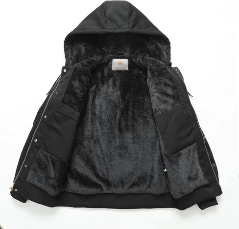 Men's Fit Relaxed Work Coat Fleece Lined Waterproof Workwear Winter Hooded Jacket with Multiple Pockets in Saudi Arabia