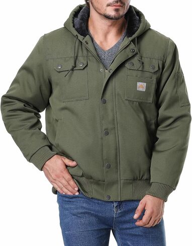 Men's Fit Relaxed Work Coat Fleece Lined Waterproof Workwear Winter Hooded Jacket with Multiple Pockets in Saudi Arabia