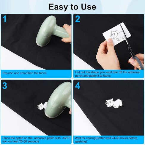 مكواة Simthread على رقعة لاصقة للنسيج على الوجهين، 30 قطعة من ورق الغراء الذائب بالحرارة للكي، مكواة توصيل قابلة للانصهار مقاومة للماء على ورق لصق النقل للملابس، حقيبة DIY (8 × 8 بوصة) in Kuwait