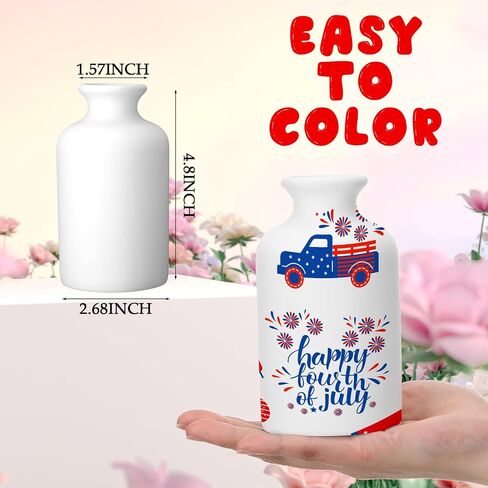 Singhoow 4 Set Paint Your Own Porcelain Vases Paint Vase Art Craft Project White Ceramic Vases Painting Kit for Adults Porcelain Vase Decorating Kit with Art Supplies for Adults DIY Craft Home Decor in Kuwait