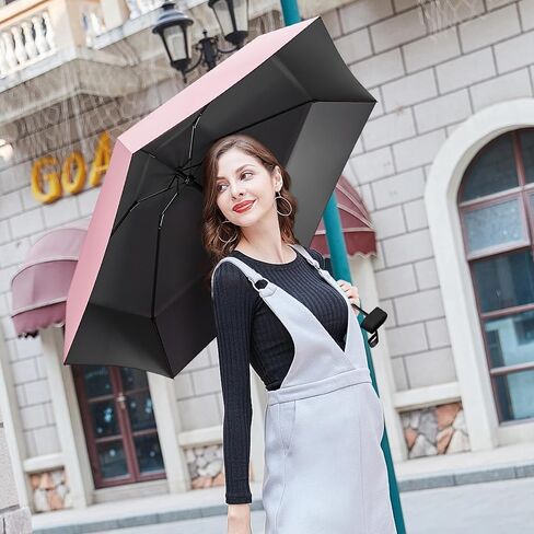 Travel Umbrella - Mini Folding Compact Umbrella with Case, 8 Ribs Lightweight Portable Umbrella, Small Sun & Rain Pocket Umbrella for Girls and Women in Saudi Arabia