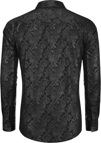 COOFANDY Men's Rose Shiny Shirt Luxury Flowered Printed Button Down Shirt in Saudi Arabia