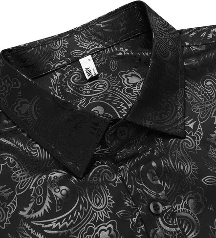 COOFANDY Men's Rose Shiny Shirt Luxury Flowered Printed Button Down Shirt in Saudi Arabia