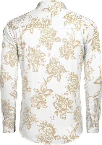 COOFANDY Men's Rose Shiny Shirt Luxury Flowered Printed Button Down Shirt in Saudi Arabia