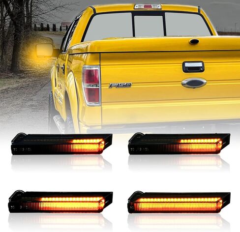 مصابيح إشارة الانعطاف الجانبية LED كهرمانية متتابعة لـ F150 2004-2014، لـ Expedition 1997-2007، لـ Rapt0r 2010-2014، لـ Lincoln Mark LT 2006-2008، مصابيح إشارة الانعطاف ذات العدسات المدخنة، قطعتان in Kuwait