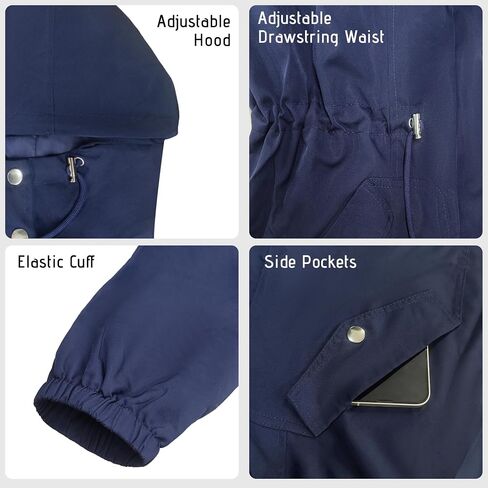 Bloggerlove Women's Rain Jacket Plus Size Lightweight Raincoat with Hood Waterproof Outdoor Windbreaker in Kuwait